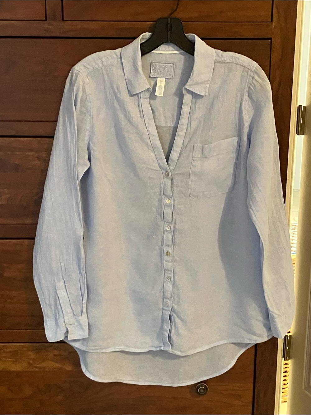 Sigrid Olsen Light Blue Linen Button-Front Shirt